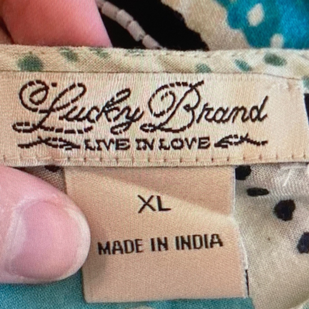 Lucky Brand Turquoise, Navy & Cream Chevron Spaghetti-Strap Cami - Picture 2 of 5